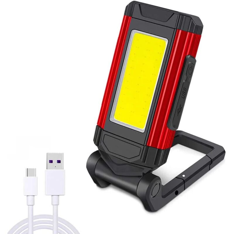 Lampe De Travail Rechargeable Puissante, Baladeuse Led Lampe Atelier Avec Base Magnétique, Lampe Torche Avec Ipx6 Étanche, 7 Modes Lampe Mecanicien