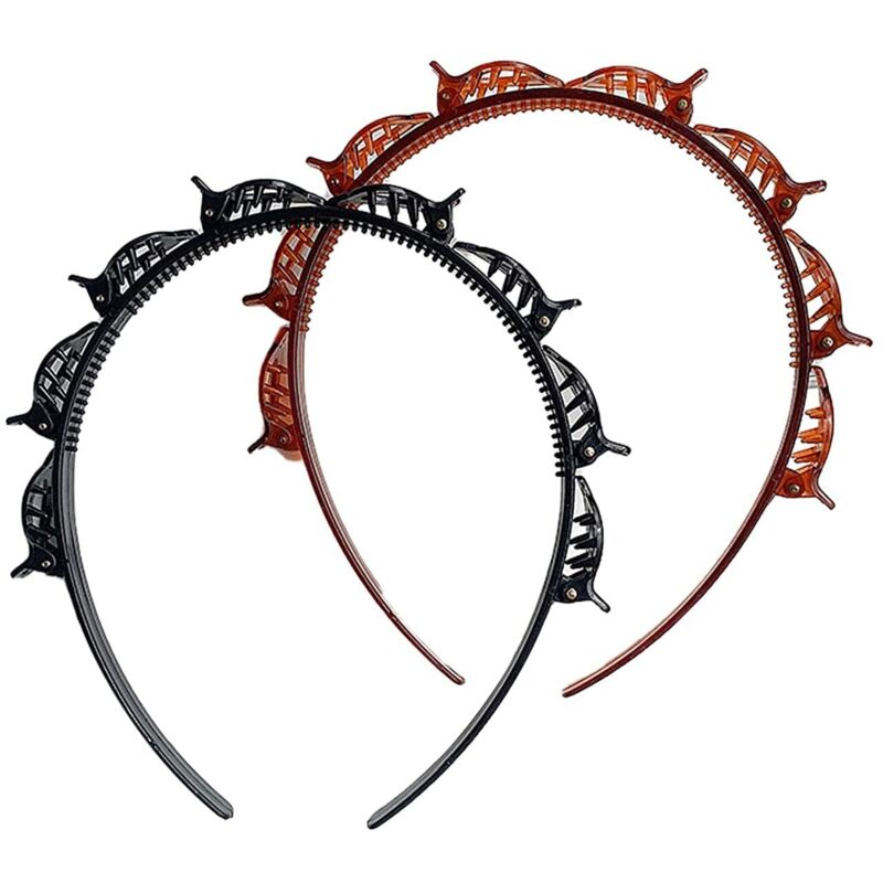 Lntyq Lot von 2 Wintergarten-Têtes mit doppelten Fransen in Schwarz und Kastanienbraun mit kleinen Zacken – Accessoires für Locken, doppelte Couche