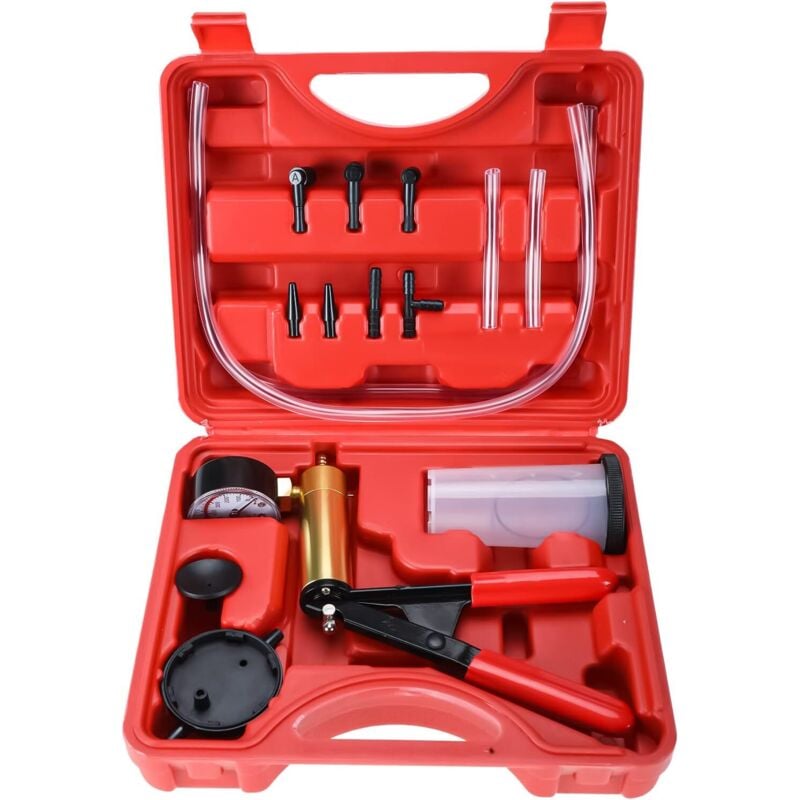 Manuelle Vakuumpumpe, Bremsflüssigkeits-Vakuumtester und Entlüftungsgerät, 6 Adapter mit Koffer - Lntyq