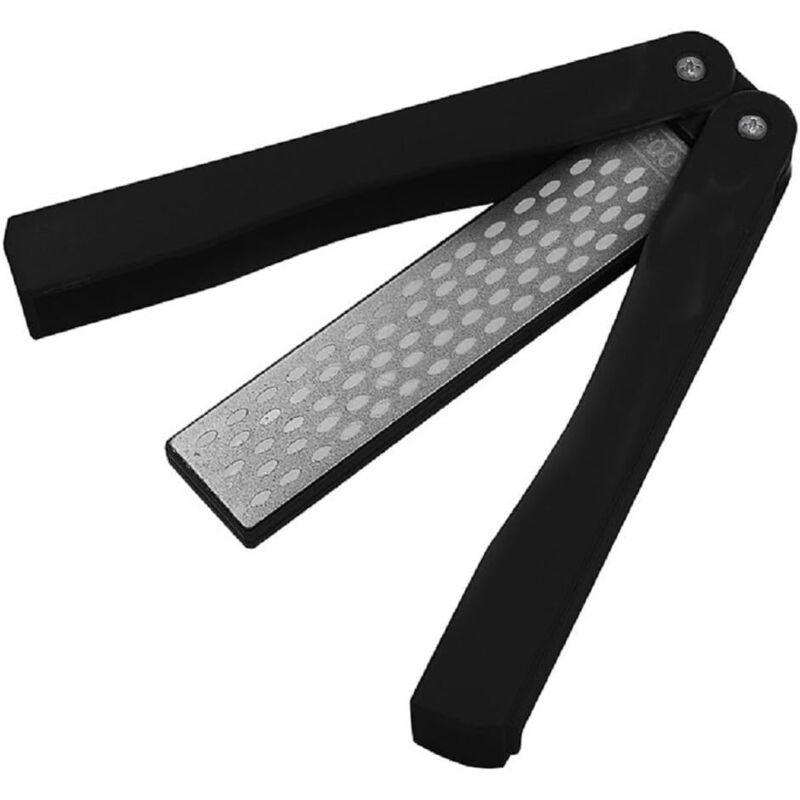 Lntyq - Messerschärfer, faltbarer Taschen-Diamant-Schleifstein mit Körnung 400/600, doppelseitiger Taschen-Schleifstein für Outdoor-Camping,