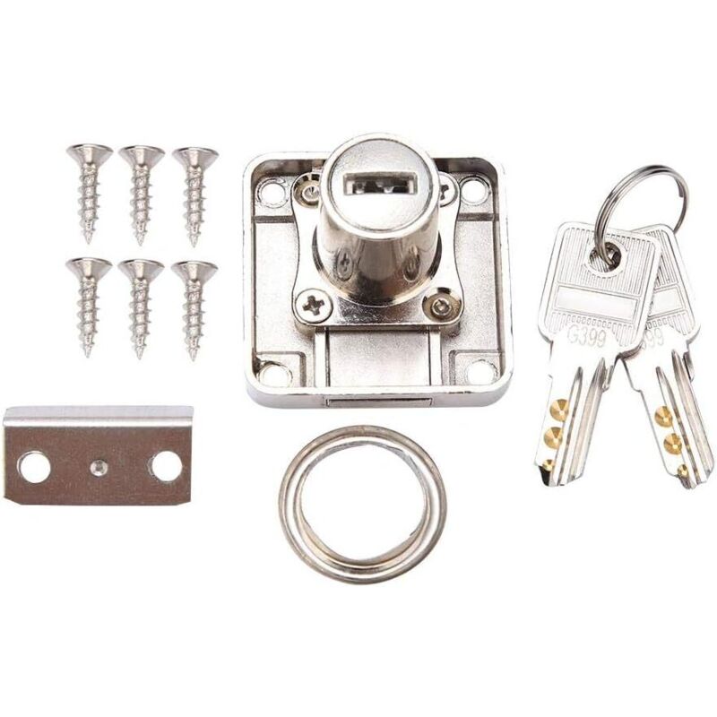 Möbelschließzylinder, Schrankriegelschloss aus Zinklegierung für Tür, Schrank, Briefkasten, Schrank und Schubladenschlösser, 2 Schlüssel (19