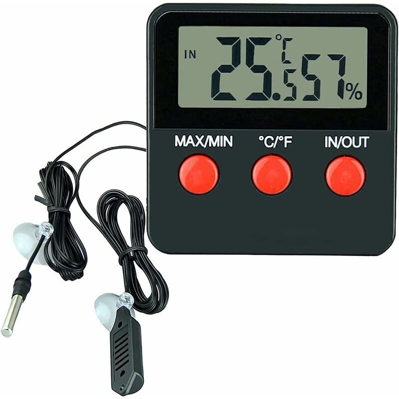 Lntyq - Reptilien, digitales Thermometer, Hygrometer, LCD-Temperatur- und Luftfeuchtigkeitsmesser für Terrarium, Haustiere, Inkubator, Tank