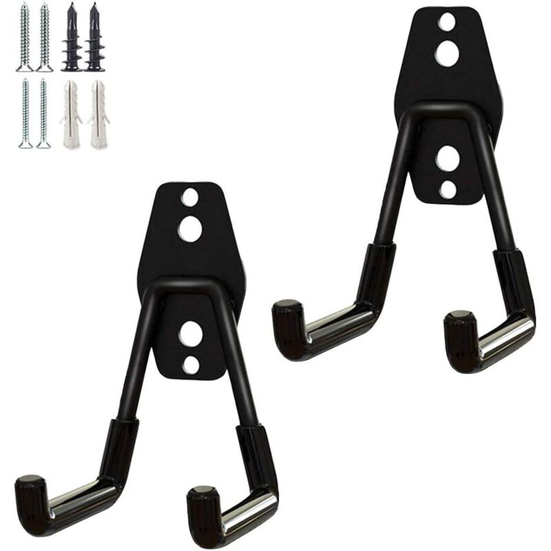 Lntyq - Robuste Garagenhaken – Aufbewahrungshaken für Gartengeräte – Wandmontierte Aufbewahrungshaken aus Stahl (2 Stück, kleiner U-Haken)