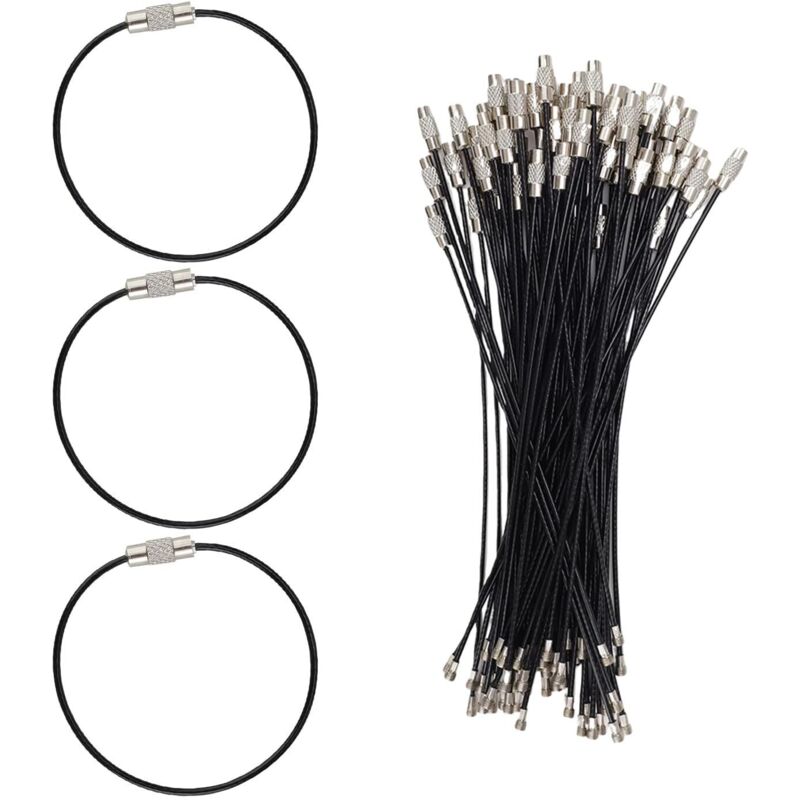 Schlüsselanhänger Kabel, 20 Stück Edelstahl-Kabel-Schlüsselanhänger, Draht-Schlüsselanhänger mit Edelstahl-Gewindeanschluss, DIY-Schlüsselanhänger
