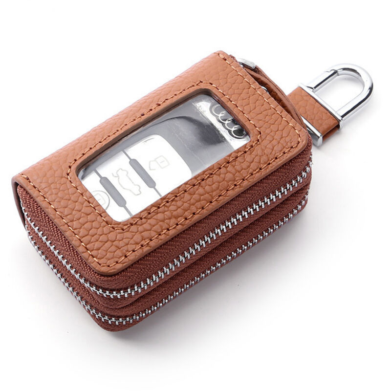 Schlüsselhalter aus Leder, Autoschlüsseletui aus Leder, Autoschlüsseletui aus Leder mit Reißverschluss, Schlüsselhalter für Autofernbedienung,