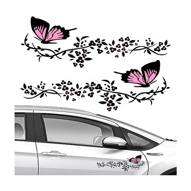 Lntyq Stück Autoaufkleber, Autoaufkleber mit Schmetterlings- und Blumenmuster, personalisierte Aufkleber für Autohaube, Motorrad, Skateboards,