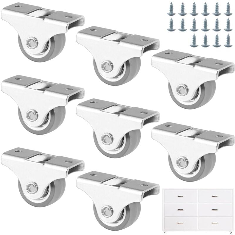 Lntyq - Stück Bockrollen für Möbel, kleine Rollen 25 mm Gummi-Möbelrollen mit Schrauben, Minirollen für Möbel, Haushaltsgeräte und Ausrüstung