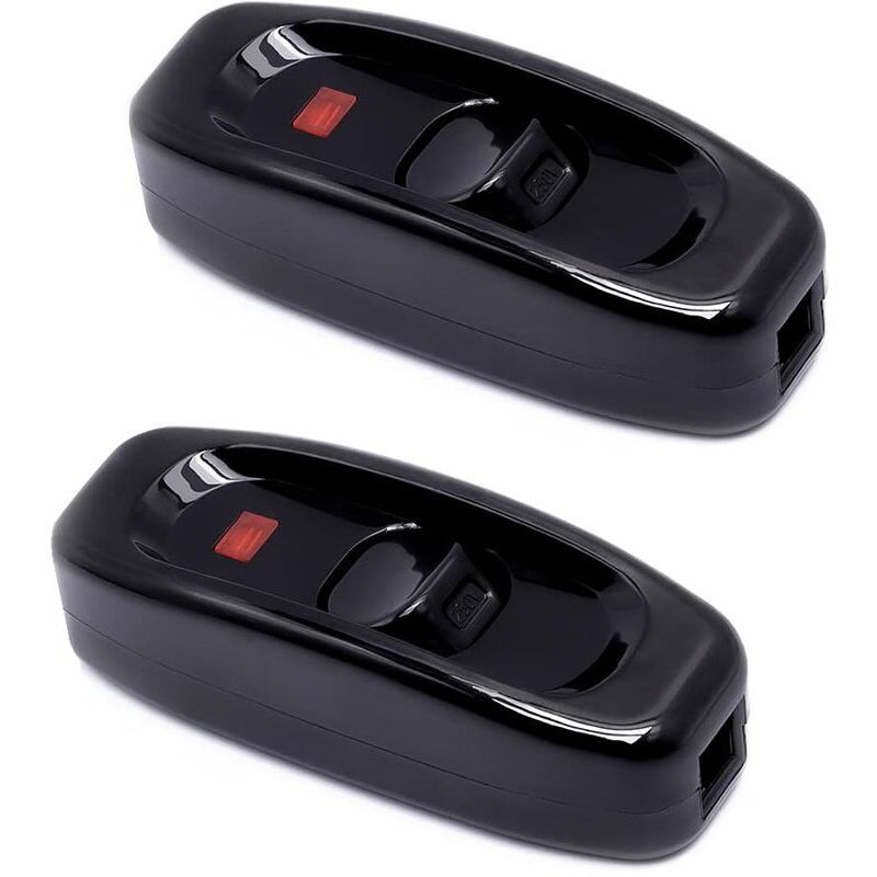 Stück schwarzer Lampenschalter, Inline-Schalter, 250 v, 10 a, Zwischenschalter mit LED-Anzeige, Inline-Schnurschalter für Nachttischlampe,