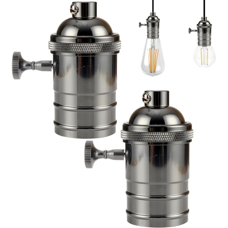 Stück Vintage Lampenfassung, Edison Vintage Fassung E27 Lampenadapter mit Schalter Retro Vintage Kronleuchter Kabellos Schwarz - Lntyq