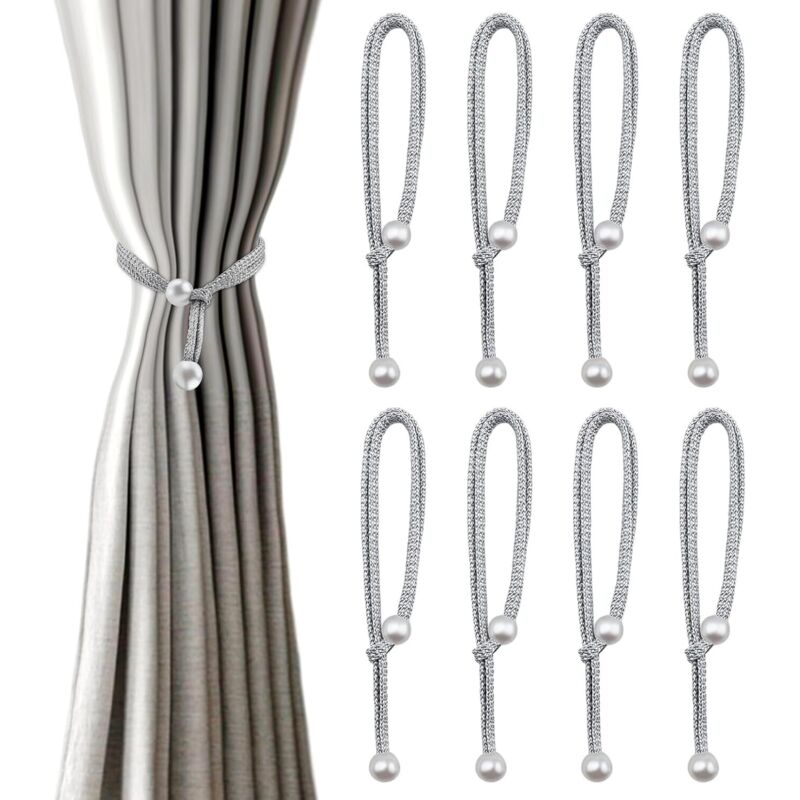 Stück Vorhang-Raffhalter, große graue Perlen, Vorhanghalter, praktische und dekorative Vorhang-Raffhalter aus Seil, Schnallendekoration für Zuhause,