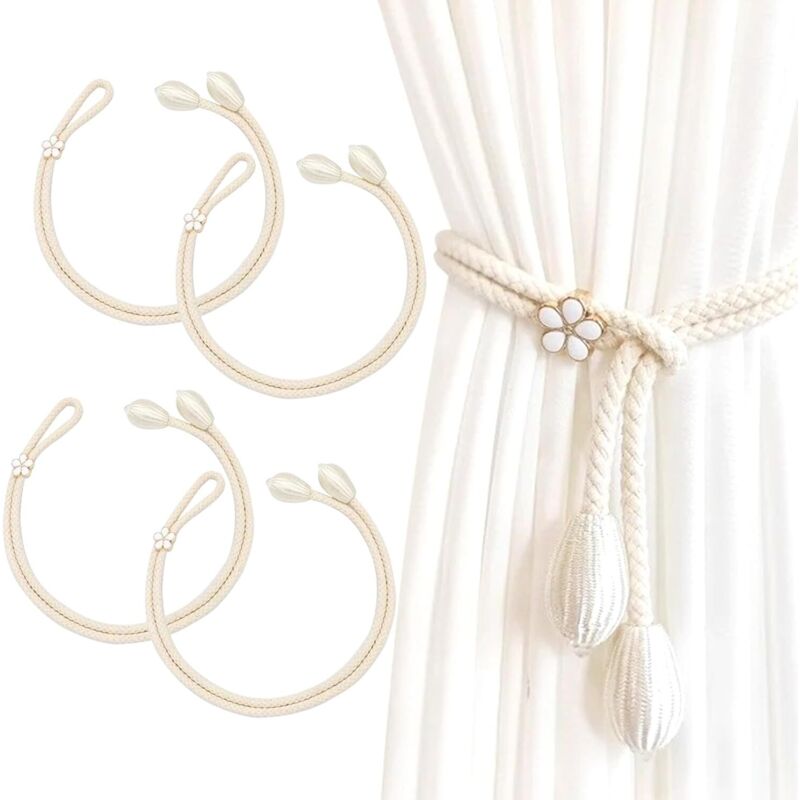 Stück Vorhang-Raffhalter, große Vorhang-Raffhalter mit Perlen, Vorhanghalter, Vorhang-Raffhalter, Vorhanghalter (Beige) - Lntyq