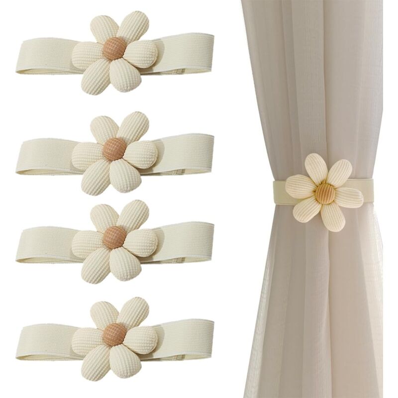 Stück Vorhang-Raffhalter, Kreativer Blumen-Vorhanghalter, Elastisches Seil, Vorhang-Raffhalter mit Blume, Niedliche Vorhang-Raffhalter,
