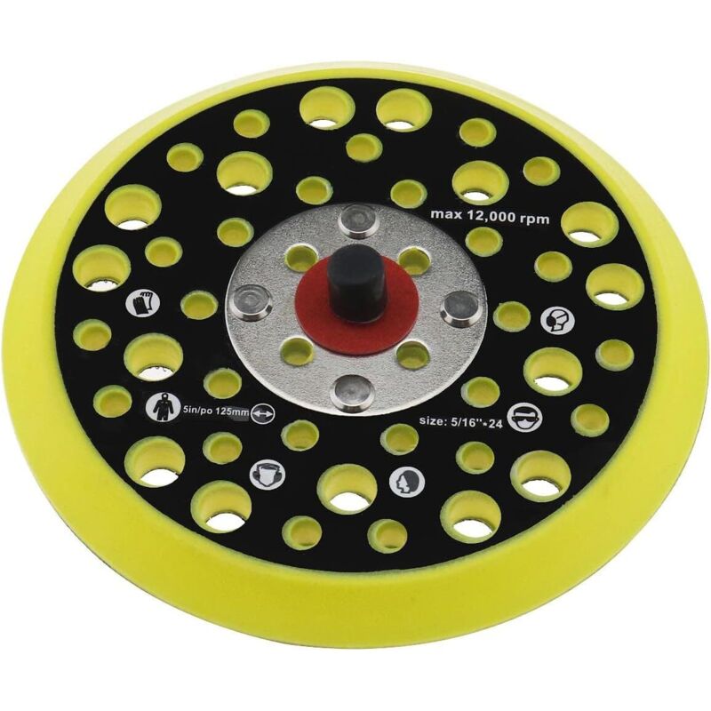Stützteller, 125 mm, 5 Zoll, kompatibel mit Mirka Ceros/Deros, 44 Löcher, 5/16 Drahtbefestigung, Schleifer, Klettverschluss, Elektrowerkzeug-Zubehör