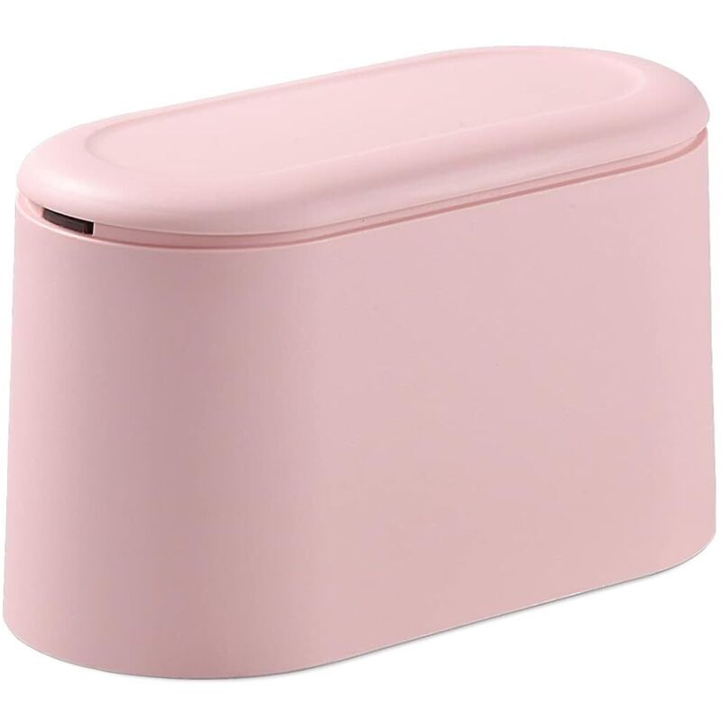 Tisch-Mülleimer mit einziehbarem Deckel – 4 l Mini-Tisch-Mülleimer und kleiner Mülleimer (Pink) – Tisch-Mülleimer mit Deckel, Mini-Seiten-Mülleimer