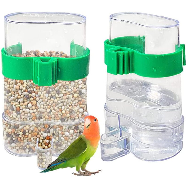 Vogelkäfig-Wasserflasche, 2-teiliger automatischer Wasserspender für Vögel, transparenter Vogelwasserspender, automatischer Vogeltrinker - Lntyq