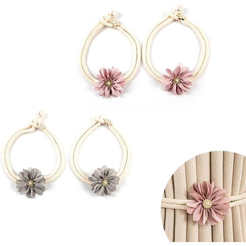 Vorhang-Raffhalter, 4-teiliges Vorhangseil, frisch und einfach, verstellbare Vorhang-Raffhalter, mit kleinen Blumennadeln, zum Befestigen und