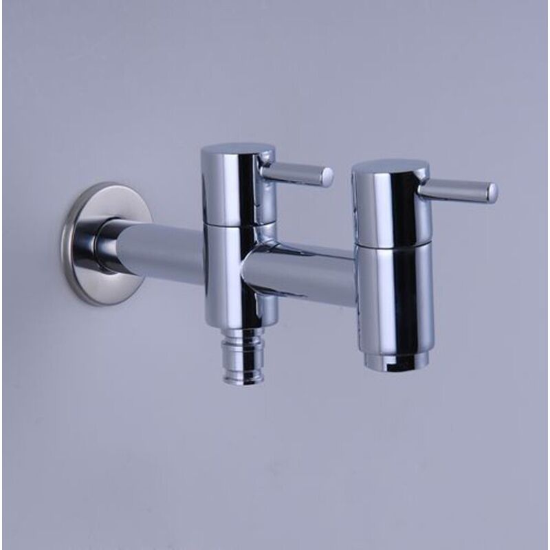 Waschbecken Wasserhahn mit zwei Griffen und doppeltem Verwendungszweck, Messinghahn, Wasserhahn für Waschmaschine, Wasserhahn aus Kupfer - Lntyq