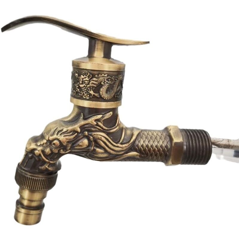 Wasserhahn aus Zinklegierung und Bronze, geschnitzt, zur Wandmontage, dekorativer Wasserhahn für den Außenbereich, Wasserhahn für Waschmaschine,