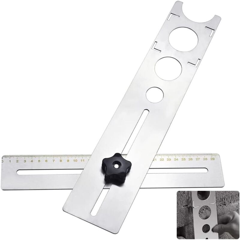Lochlehre für Fliesen aus Edelstahl, Lochlehre für Keramik, verstellbare Lochlehre, Messwerkzeug zum Schneiden von Fliesen, Marmor, Holz und