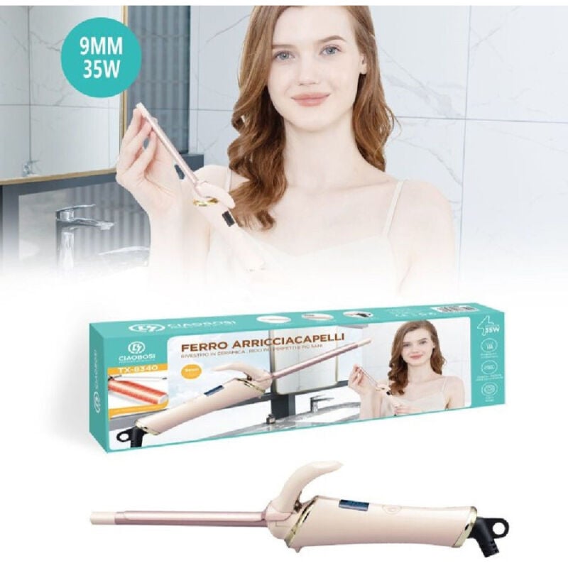 Trade Shop Traesio - Trade Shop - Lockenstab mit Keramikbeschichtung, Lockenstab für Haare, 35 w, 9 mm, TX-8340 -
