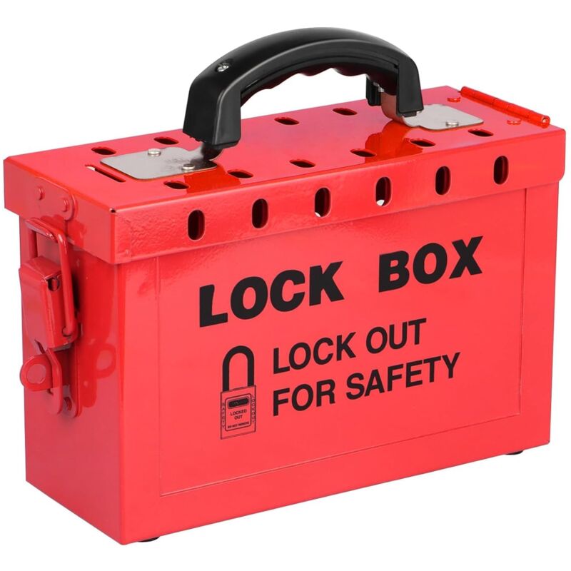Lockout Tagout Box, Tragbare Gruppenschloss-Box mit 12 Steckplätzen, Robuste Gruppen Lockout Tagout Station für Gruppen Lockout Haspen, Lockout Tags,
