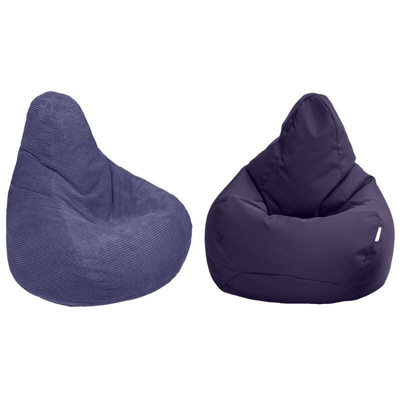 Loft 25 - Gaming-Sitzsack fürs Wohnzimmer, Zwei Sitzsäcke mit hoher Rückenlehne für Erwachsene, Liegender Sitzsack mit Füllung aus Polystyrolperlen