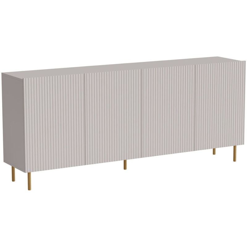 Londa Sideboard, Wohnzimmer-Sideboard mit vier Flügeltüren, hochgeklappt, 200x42 h82 cm, Beige