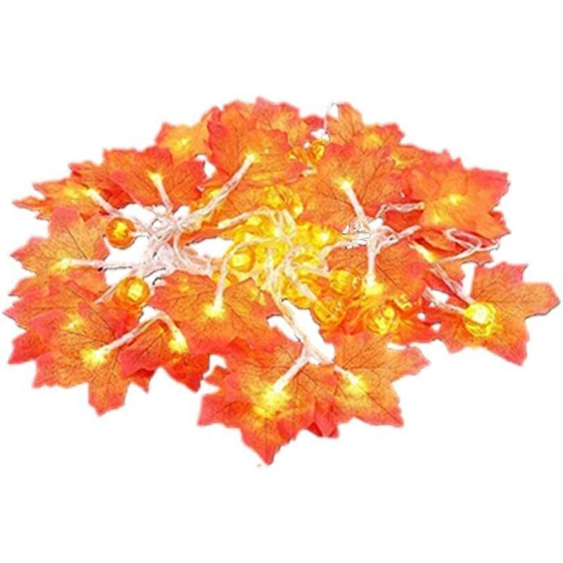 longziming Maple Leaf Kürbis Lichterketten, 10 LED Herbstlaub Lichterketten Thanksgiving Ahornblätter Kürbis batteriebetrieben für Outdoor Home Party