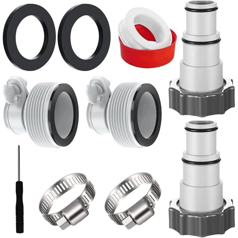 4er-Pack Poolschlauchadapter, Intex Pool-Ersatzset mit Gummidichtung, A/B-Adapter für 1,2/1,5/1,8 Zoll, Intex Poolzubehör für Gewindepumpen