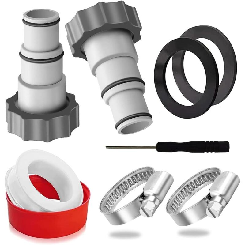 32 38, 38 mm Poolschlauchadapter, Intex 32 38 Pooladapter, Intex Pumpenanschluss grau