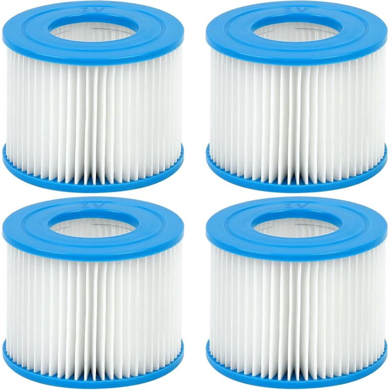 Set mit 4 Spa-Filtern Typ VI, kompatibel mit Bestway, Lay-Z Spa, Intex und Coleman. Waschbar und wiederverwendbar, geeignet für aufblasbare