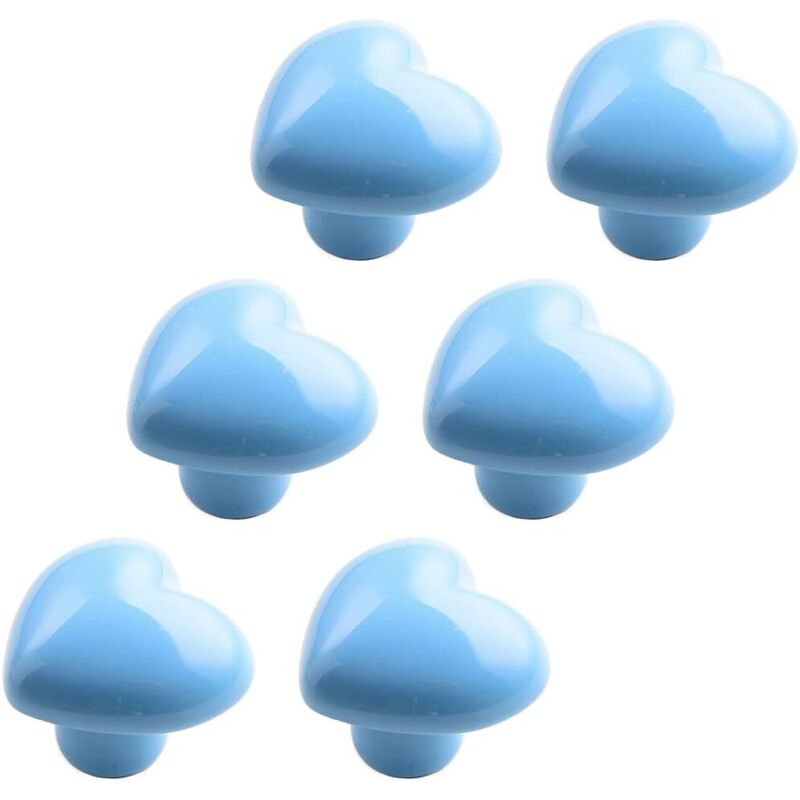 Stück bunte Möbelknöpfe aus Keramik in Herzform, Griffe für Kinderzimmer, Schränke, Küchenschränke, Kleiderschränke, Bücherregale (hellblau)