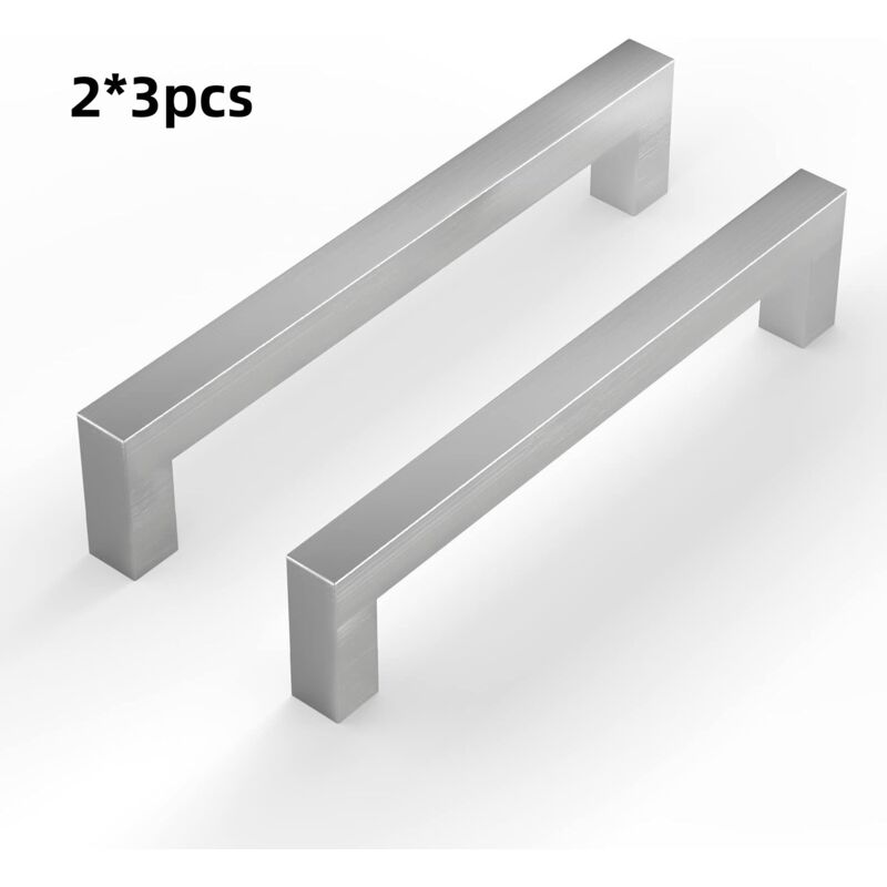 6er-Pack silberfarbene Küchenschrankgriffe aus Aluminiumlegierung (137 x 8 x 29 mm), Schubladengriffe für Küchenmöbel, 128 mm Mittenabstand