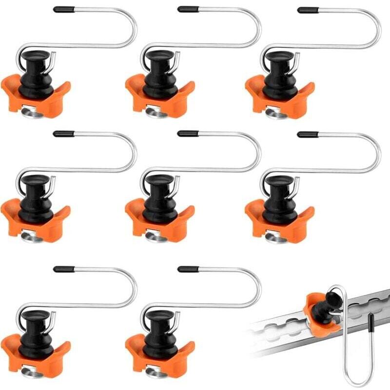 Lot de 8 crochets pour rail d'arrimage : accessoires de rail d'arrimage en métal, raccord de rail d'avion pour objets jusqu'à 50 kg, accessoires de