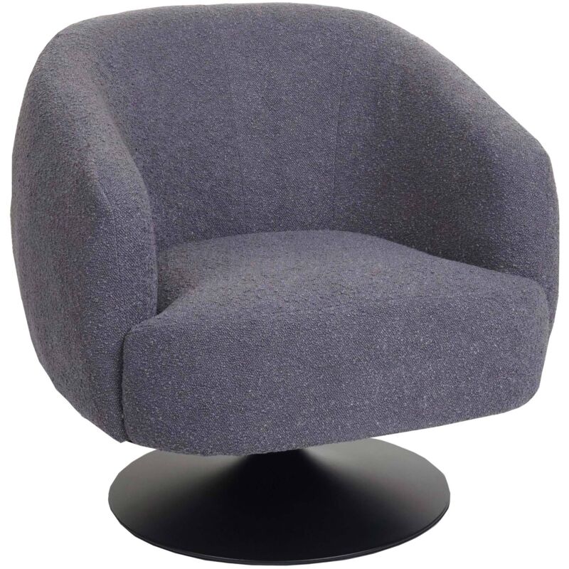HHG - Lounge-Sessel 067, Cocktailsessel Sessel drehbar, Bouclé Stoff Metall dunkelgrau