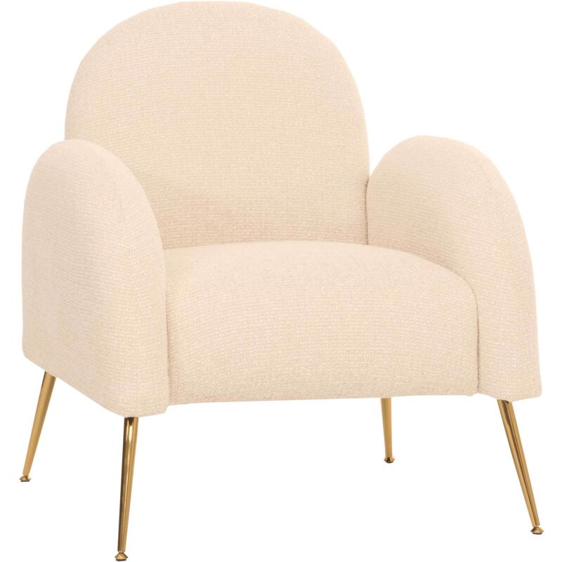 Lounge-Sessel HHG 262, Cocktailsessel Sessel, Retro Nosagfederung Stoff/Textil Chenille creme-weiß