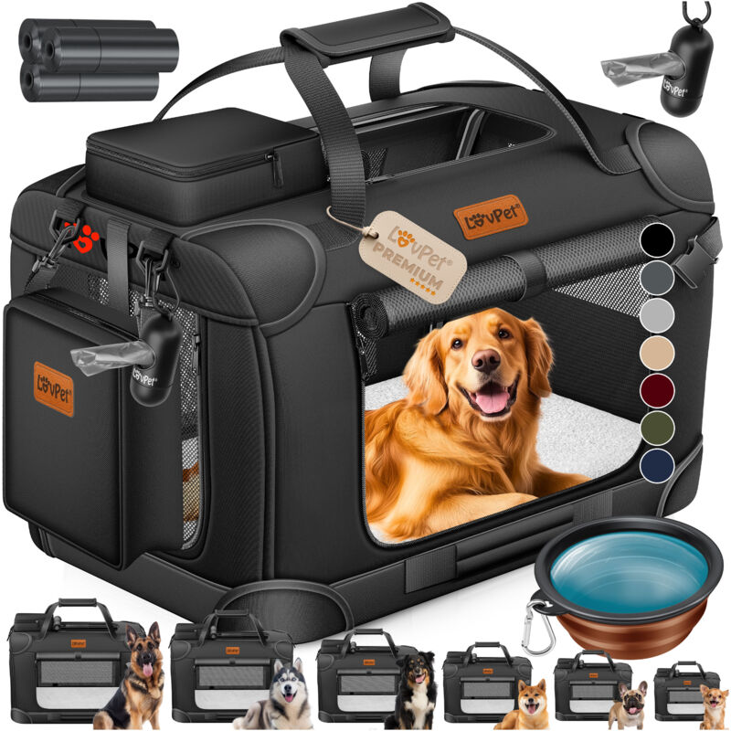 Hundebox Hundetransportbox faltbar Inkl.Hundenapf Transporttasche Hundetasche Transportbox für Haustiere Hunde und Katzen Haustiertransportbox