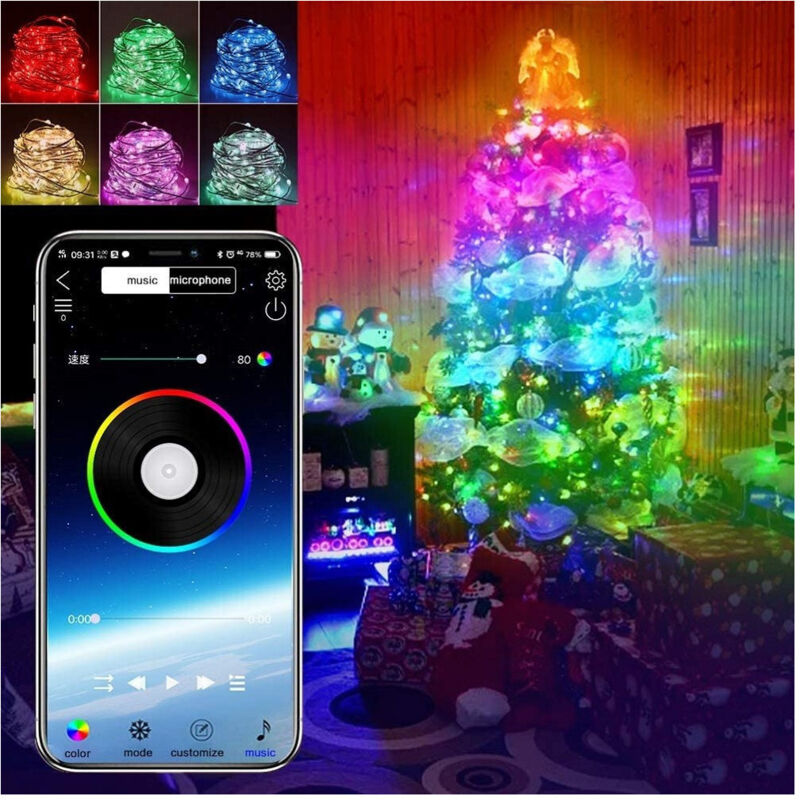 Trade Shop Traesio - Trade Shop - app 10MT usb bluetooth led streifen weihnachtsbeleuchtung dekorative für weihnachtsbaum -