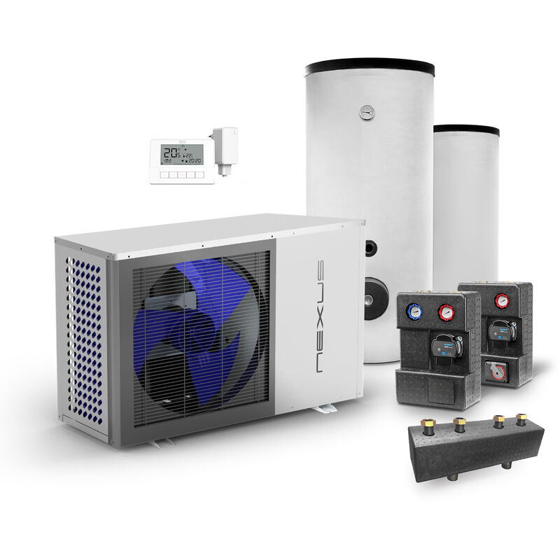 Luft Wasser Wärmepumpe Nexus M13 kW EVI Monoblock Komplettpaket Pumpengruppe GPO