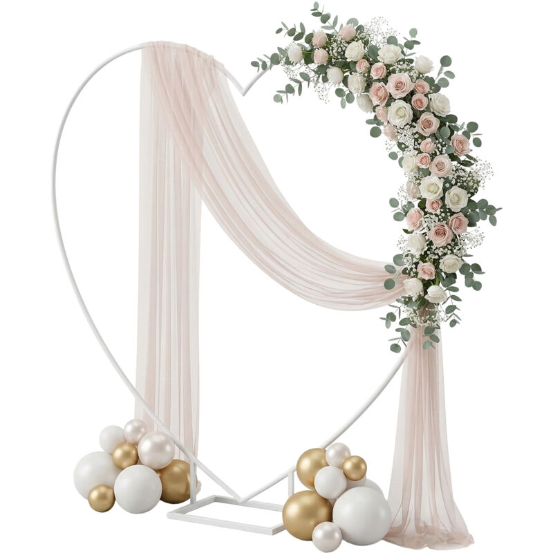 Relaxdays Luftballon Bogen, Herzform, Metall, Hochzeit, Verlobung, HxB: 220x220 cm, Blumen, Ballons, Traubogen, weiß