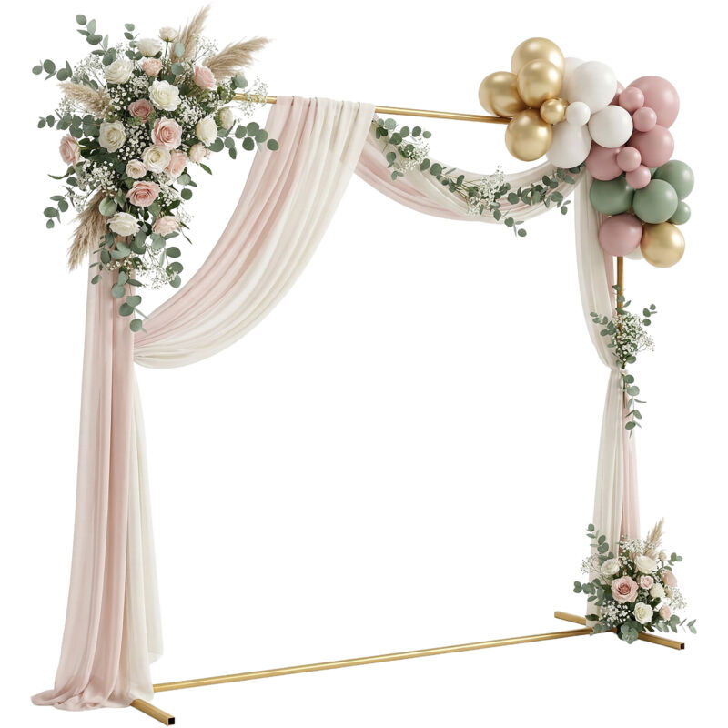 Relaxdays Luftballon Bogen, Metall, Hochzeit, Geburtstag, Verlobung, HxB: 160x200 cm, Blumen, Ballons, Traubogen, gold