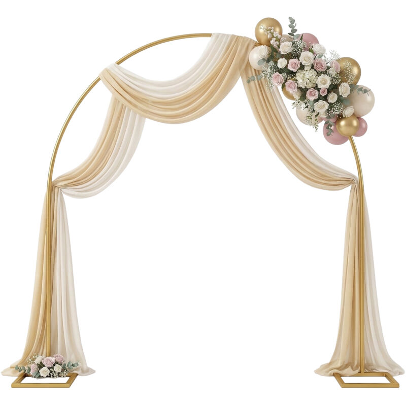 Relaxdays Luftballon Bogen, Metall, Hochzeit, Geburtstag, Verlobung, HxB: 230x230 cm, Blumen, Ballons, Traubogen, gold