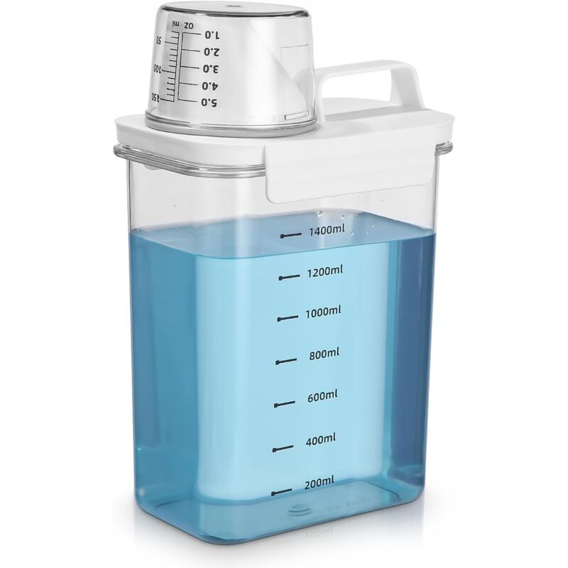 Luftdichter Waschmittelspender mit Messbecher, Mehrzweck-Waschmittelaufbewahrung, Waschpulver-Aufbewahrungsbox, geeignet für Waschpulver,