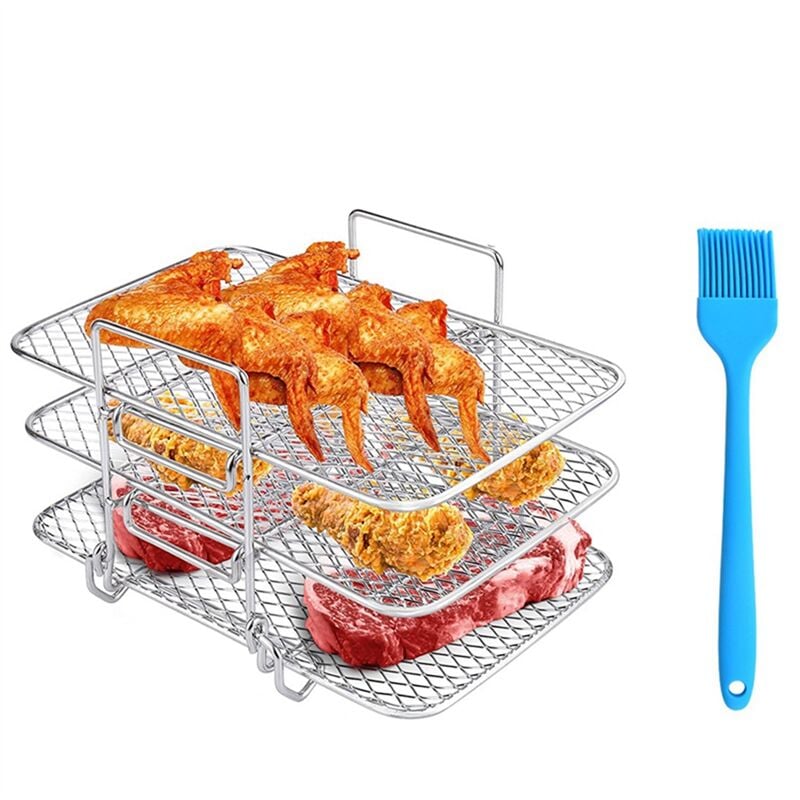 Tlily - Luftfritteuse-Gestell für Dual Air Fryer, 304 Edelstahl, Mehrschichtiges DöRrgeräT, Toast-Gestell