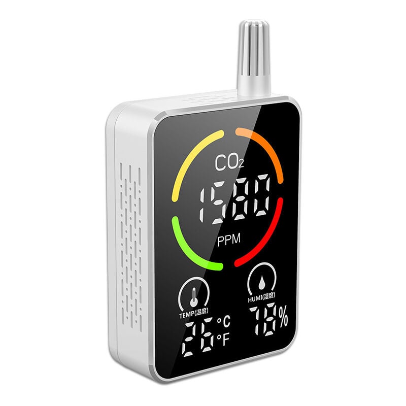 Luftqualitätsmonitor, CO2-Detektor 3-in-1, genauer Tester für CO2-Temperatur, Luftfeuchtigkeit, NDIR-Sensor, Kohlendioxidmessgerät,