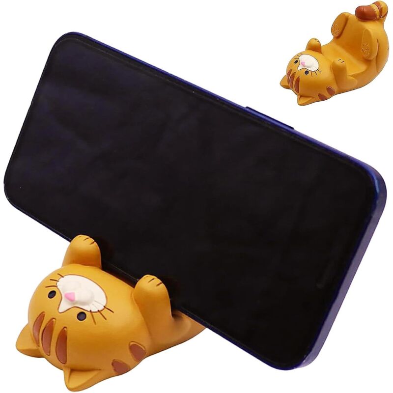 Lustiger Katzen-Handyhalter, 8 x 6 x 4,5 cm, universeller Handyhalter, Katzen-Handyständer aus Kunstharz, Katzen-Handyhalter für den Schreibtisch