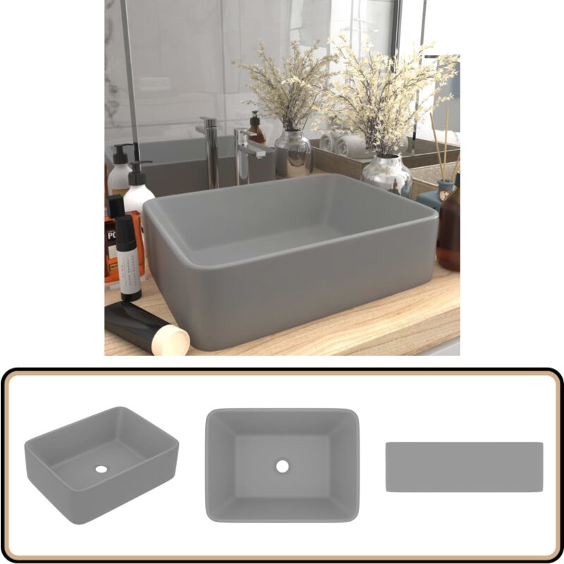 Vidaxl - Luxus-Waschbecken Matt Hellgrau 41x30x12 cm Keramik - Keramik Waschbecken - Matt Grau Waschbecken - Aufsatzwaschbecken - Badezimmer