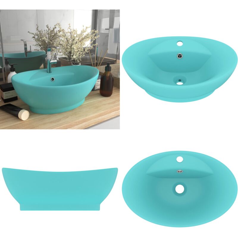 Vidaxl - Luxus-Waschbecken Überlauf Matt Hellgrün 58,5x39cm Keramik - Ovales Waschbecken - Keramikwaschbecken - Matt Hellgrün - Designer-Waschbecken