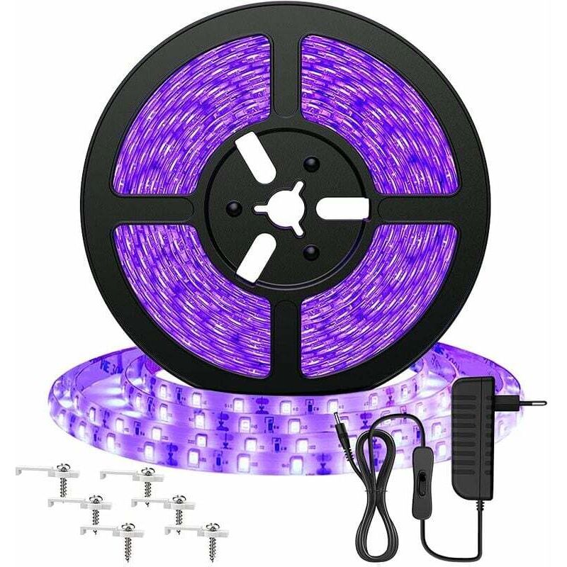 M UV-LED-Streifen, Schwarzlicht-LED-Streifen, Triomphe 12 v 2835 LED-Streifen, violettes Licht, 300 ultraviolette LEDs, Umgebungsbeleuchtung für