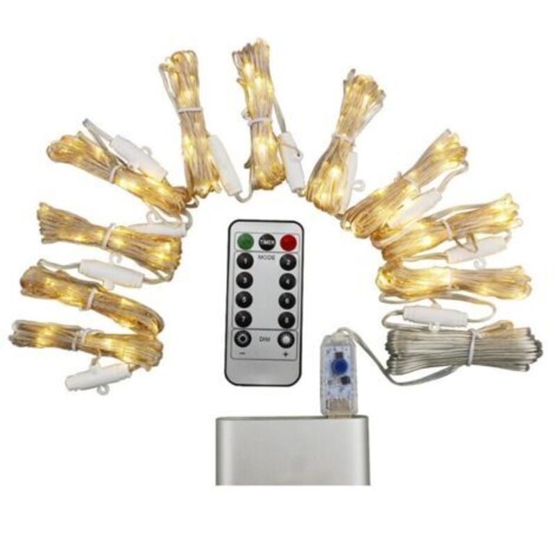 m x 3 m große Weihnachtsbeleuchtung, mehrfarbiger Vorhang, 300 LEDs, USB-Anschluss, 8 verschiedene Beleuchtungsmodi, mit Fernbedienung und Haken.